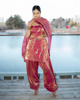 Designer Pink Fendy Silk Sequence Work Farshi Suit